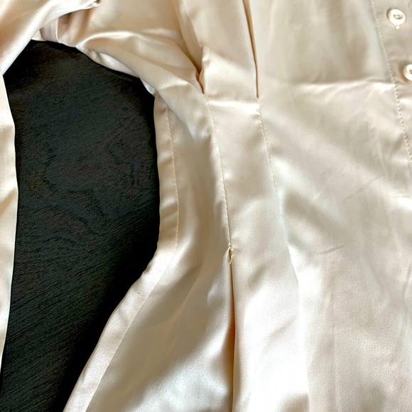 Gold shimmery designer 95% silk buttoned down blouse for women, size S - Picture 4 of 10